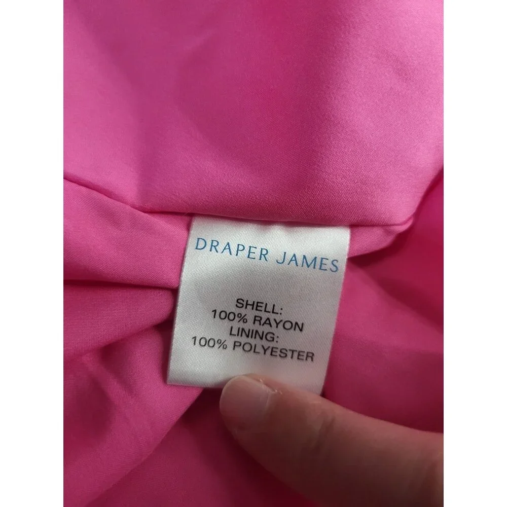 DRAPER JAMES Women's S Pink Polka Dot Flutter Sleeve Midi Dress Tiered Pockets - Picture 11 of 12